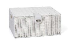 ARPAN Medium Resin Woven Storage Basket Box With Lid & Lock - White