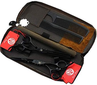 Purple Dragon Professional Japan 440C Hair Salon Cutting Shear and Barber Thinning Scissor Hairdressing Shear Set with Bag