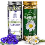 BLUE TEA - COMBO PACK - Butterfly Pea Flower Tea - 25 gm & Chamomile Tea - 30 gm | Diwali Gifts | ANTI-OXIDANT RICH | Caffeine Free - Herbal Tea | For Stress Relief and Anxiety | Pet Jar Pack