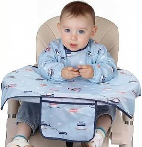 MOTEERLLU Coverall Baby Feeding Bib for Eating,Long Sleeves Bib Attaches to Highchair and Table,Weaning Bibs