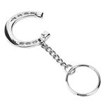 Pssopp Horseshoe Keychain Highly-Polished Horseshoe Keychain Favor Gifts Durable Silver Horse Snaffle Bits Key Ring for Home