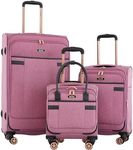kensie Hudson Softside 3-Piece Spinner Luggage Set, Mellow Mauve