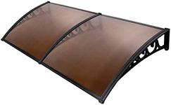 Instahut Window Awning Brown PC Panel with Black Bracket Outdoor Door Canopy Sun Shade Shelter, Patio Terrace Garden Baconly Porch Shield Rain Snow Eaves Cover Protector, 1mx1.2m DIY