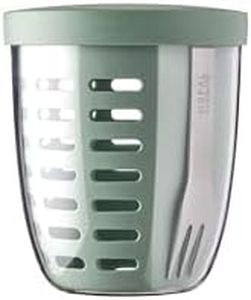 Mepal – Fruit & Veggie Pot Ellipse – Fruit Container – Ideal For Fruit and Vegetables On The Go – Fruit Box With Fork & Colander – 600 ml – Nordic Sage