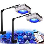 2PCS PopBloom WiFi Aquarium LED Reef Light 200W, Smart-APP Control Marine Tank Light Full Spectrum for 80-120CM Saltwater Coral SPS/LPS Fish Tanks, Arm Mount Included (2 WiFi lamp with arm kit)