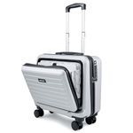 Assembly Premium Polycarbonate Overnighter Trolley Bag (43cms) with Laptop Compartment & Keyless TSA Lock- 16 Inches-Silver-Stark Pro