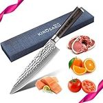 Kirosaku Premium Santoku Knife Damascus 20cm - Enormously Sharp Santoku Chef's Knife Made of The Best Damascus Steel - Damascus Kitchen Knife for a Fantastic Cutting Experience