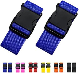 2 Pack Suitcase Straps, Bright Color Adjustable Luggage Belts, TSA Approved (Blue)