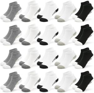 ZERULETS Kids Socks, 20 Pairs Ankle Low Cut Short Athletic Socks for Boys Girls Toddler 1-13 Years(Multicolored a, 1-2 years)