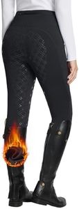 BALEAF Women's Winter Riding Breeches Full Seat Fleece Equestrian Horse Riding Pants Pockets Black M