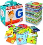 Adpartner Baby Soft Alphabet Cards, 26Pcs ABC Learning Flash Cards with Drawstring Storage Bag for 0 1 2 3 Years Old Infants Toddlers, Washable Cloth Letter Cards Baby Early Educational Toys