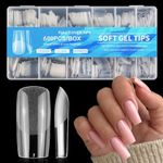 AddFavor 600pcs Square Nail Tips, Medium Square Gel X Nail Tips Clear Fake Nails Full Cover Acrylic Nail Tips for Extension Nail Manicure Salon Home DIY