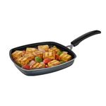 Prestige Omega Select Plus Square Induction Base Non-Stick Aluminium Grill Pan 25 Cm, Black|Nonstick Coating|3 Layer; Finish|Metal Spoon Friendly