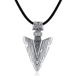 Mens Necklace Leather 925 Sterling Silver Arrow Pendant Viking Necklaces Viking Jewellery Gifts for Women Boyfriend Brother…