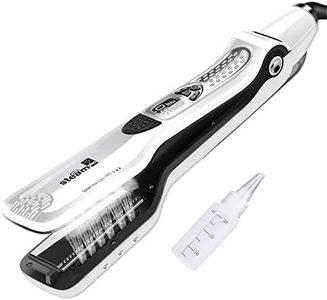 Professional Steam Straightener for Hair Ceramic Tourmaline Steam Flat Iron, Steam Hair Straightener Straightening Flat Iron, LED Display with Adjustable Temp, Dual Voltage