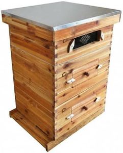Takywep 10 Frame Beehive with Observation Window, Complete Bee Hives Boxes Starter Kit for Beekeepers, Wax Coated Bee Box with 30 Frames & Beekeeping Supplies, Durable Hive for Honey Bee Apiary