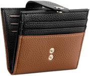 BOSTANTEN Slim Wallet for Women Small RFID Blocking Credit Card Holder Leather Bifold Wallets with Zipper Coin Pocket Black＆Brown