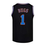 DENNIS Mens Basketball Jersey #1 Bugs #10 Lola Space Movie Jersey Shirts (1# Black, Medium)