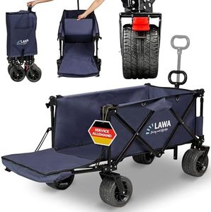 Chariot Pliable avec hayon Chariot de Plage Chariot de Jardin Chariot de Transport extérieur 100kg Chariot à Main Charrette à Bras Caddie Diables à Main Poussette pour Chien Bleu