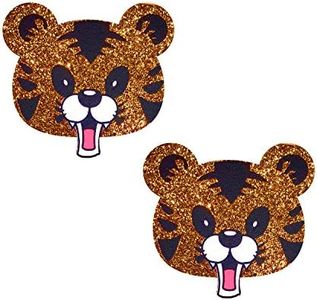Neva Nude Tones The Tiger Spirit Party Animal Glitter Nipztix Pasties Nipple Covers for Festivals, Raves, Parties, Lingerie and More, Medical Grade Adhesive, Waterproof and Sweatproof, Made in USA