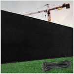 ColourTree 8' x 50' Black Fence Privacy Screen Windscreen, Commercial Grade 170 GSM Heavy Duty, We Make Custom Size