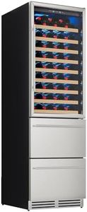 Albott 24 Inch Wine and Beverage Refrigerator, 2 In 1 Dual Zone 49 Bottle Wine Cooler 37–72℉ with Soft LED Light, Hold 108 Bottles and 150 Cans, Built-in or Freestanding Design for Home and Bar