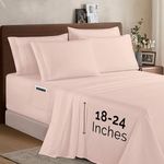 Elegant Comfort 1500 Premium Quality 6-Piece Bed Sheet Set - 18-24 Inch Extra Deep Pocket, Smart Storage Pockets, Wrinkle Free Ultra Soft 6PC Extra Deep Pocket Sheets, Full, Blush Pink