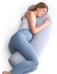 momcozy Pregnancy Pillows for Side Sleeping, J Shaped Maternity Body Pillow for Pregnancy, Soft Pregnancy Pillow with Jersey Cover for Head Neck Belly Support, Grey