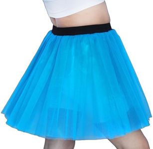 Women's Teen Adult Tutu Skirt Elastic 5-Layered Tulle Skirt Women Short Dance Ballet Dress Halloween Running Tutu (1, A-light blue, Extra Large(Plus Size))