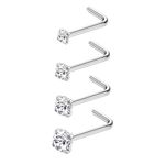 Uni-J 20G Nose Studs for Women Man 4 Pieces Different Sizes Surgical Steel Nose Studs L Shaped Piercing Jewelry