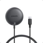 Anker Zolo Magnetic Wireless Charger, Qi2 Certified 15W MagSafe-Compatible Wireless Charging Pad with 5 ft Built-In USB-C cable, For iPhone 16/15/14/13 Series, AirPods, and More (Adapter Not Included)