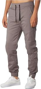 ITALYMORN Grey Joggers Men Elastic Waist Pants with Pockets (XS, Stone Grey)