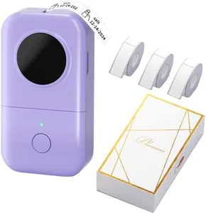 Phomemo Label Makers D30 with 3 Adhesive Label Thermal Paper Bluetooth Label Maker Thermal Label Printer Paper, Easy to Use,for Home Office School Organization,Rechargable -Purple
