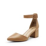 DREAM PAIRS Women's Annee Nude Pu Low Heel Pump Shoes - 7 M US