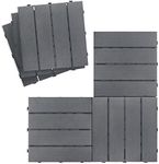 ATR ART TO REAL Composite Decking Tiles,Plastic Decking Boards Outdoor Garden Flooring,30x30cm Patio Paving Slabs Decking Squares,9x Anti-Slip Interlocking Click Together Deck Tiles,Great Drainage