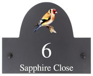 Personalised Goldfinch Bird Motif Slate House Name Or Number Plaque/Sign - 25x20cm