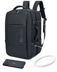 HORNBULL Washington Black Backpack 42L Office Travel 17 inch Laptop Backpack 3 in 1 Expandable & Convertible USB & Type-C Port Water-resistant Multi Compartment Overnight Backpack for Men Black