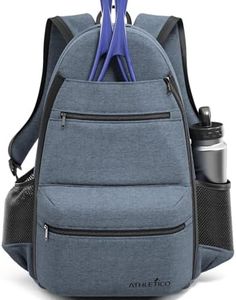 Athletico City Tennis Bag - Tennis Backpack for Men & Women Holds 2 Tennis Rackets and Shoes - Tennis Bags With Racquet Holder For Tennis, Pickleball, Squash & Badminton - Tennis Bags for Women (Gray)