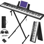 Starfavor Portable Keyboard Piano, Folding Piano Keyboard 88 Keys Full Size Electric Piano, Foldable Piano, Semi Weighted Keyboard 88 Key Keyboard, with Piano Stand, SP-15F