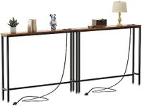 IBUYKE 2 Pack Console Table Narrow Long Sofa Table with Power Outlets USB Ports,Industrial Wooden Entry Table with Charge Station with Extension Cord,for Entryway Living Room Hallway Brown,TMJ061H-2