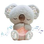 Hojalis Soothing Koala Bear, Anxiety Relief Koala Stuffed Animal with Light & Music, The Relief Koala, Breathing Otter Plush Toy for Newborns, Baby Sound Machine Soothe Snuggle Otter for Kids (Grey)