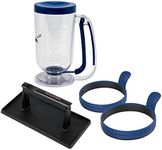 RAZOR 4 Piece Breakfast Kit for Griddle- Pancake Batter Dispenser, 2 Silicone Egg Rings, and Cast Iron Griddle Press