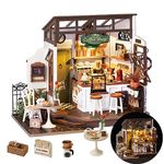 Rolife DIY Miniature House Kit Flavory Coffee Shop, Tiny House Kit for Adults to Build, Mini House Making Kit with Furnitures, Halloween/Christmas Decorations/Gifts for Family and Friends (NO.17 Café)