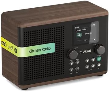Pure Classic H4 Digital Kitchen Radio (DAB+/FM, Bluetooth, USB, AUX, Kitchen Timer, Alarm), Coffee Black/Walnut