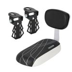 BWBIKE Bicycle Back Seat Cycling Bike Bicycle Mountain Bike PU Leather Soft Cushion Rear Rack Seat Children Seat with Backrest and Footrest, Black White+Black