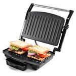 Wonderchef Essenza Contact Grill | 400W | for Thick Sandwiches, Burgers, Patties | Dual-Side Heating | Non-Stick Grill Plates | Oil Collector Tray | LED Indicator | Compact Design | 1-Year Warranty