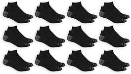 Fruit of the Loom Men's Dual Defense Low Cut Socks (12 Pack), Black, Medium (6 - 12)