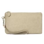 befen Leather Wristlet Purse for Women Small Clutch Phone Wallet Cute Small Pouch Bag with Wrist Straps-Vintage Pale Beige