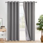 XWZO Full Shading Blackout Curtains- Privacy Protection & Noise Blocking Window Draperies Grommet Top with Black Liner for Bedroom/Living Room, Light Grey, W52 x L84, Set of 2