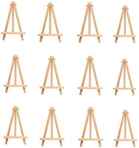 12Pcs Wooden Tabletop Art Display Easels, Small Desktop Holder Stand for Displaying Canvas Paintings,Drawing, Weddings, Kids Crafts